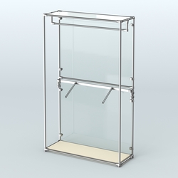 Торговая система ХРОМ (задняя стенка - стекло) 1200 мм с поручнями №2, Крем Вайс