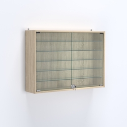 Витрина настенная №203-5А широкая с пятью стеклянными полками, Дуб Сонома