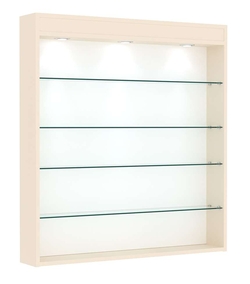 Витрина настенная №4-3Г открытая с четырьмя полками и фризом, Крем Вайс