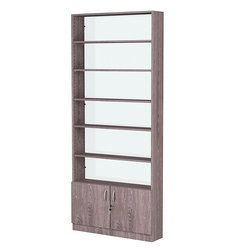 Стеллаж из ДСП с 5-ю полками 200x900 мм серии LEVEL-5 №10-1 (З/C - СТЕКЛО), Ясень Анкор темный