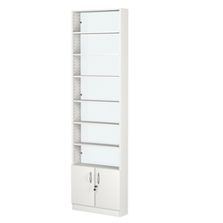 Стеллаж из ДСП с 6-ю полками 150x600 мм серии LEVEL-6 №2-1 (З/C - СТЕКЛО), Белый