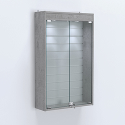 Витрина настенная №202-2Б с эконом панелью и верхней подсветкой, Бетон Чикаго светло-серый F186 ST9