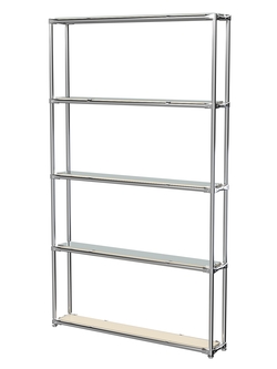 Торговый хромированный стеллаж с зеркальными полками №2, Крем Вайс