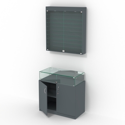 Комбинированный прилавок-витрина с дверками из прозрачного стекла КПВ-14-07, Темно-Серый