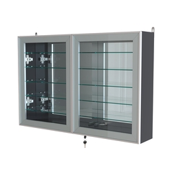 Витрина настенная №3-6А широкая зеркальная с пятью стеклянными полками серии Collecto, Антрацит