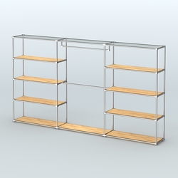 Торговая система ХРОМ без ДСП 3600 мм с полками ДСП и поручнями №1, Дуб Золотистый