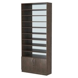 Стеллаж из ДСП с 8-ю полками 300x900 мм серии LEVEL-8 №12-2 (З/C - ЗЕРКАЛО), Дуб Венге