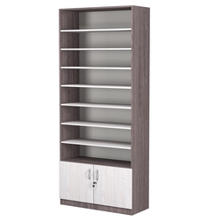 Стеллаж из ДСП с 7-ю полками 350x900 мм серии LEVEL-7 №13 (З/C - ДВП), Ясень Анкор темный + Ясень Анкор светлый