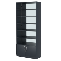 Стеллаж из ДСП с 5-ю полками 350x900 мм серии LEVEL-5 №13-2 (З/C - ЗЕРКАЛО), Антрацит