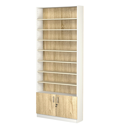 Стеллаж из ДСП с 7-ю полками 200x900 мм серии LEVEL-7 №10 (З/C - ДВП), Белый + Дуб Сонома