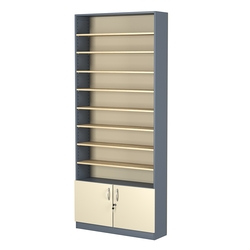 Стеллаж из ДСП с 8-ю полками 250x900 мм серии LEVEL-8 №11 (З/C - ДВП), Темно-серый + Крем Вайс