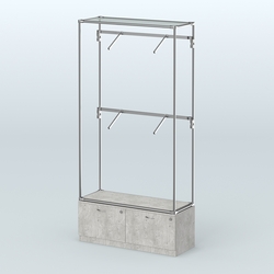 Торговая система ХРОМ без ДСП 1200 мм №3-3 с тумбой Т-15 и поручнями, Метрополитан Грей