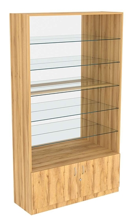 Витрина СЭСП-О №1-1-400 (З/C - Зеркало) со стеклянными полками, Дуб Золотистый