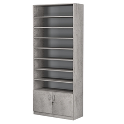 Стеллаж из ДСП с 8-ю полками 350x900 мм серии LEVEL-8 №13 (З/C - ДВП), Бетон Чикаго светло-серый F186 ST9