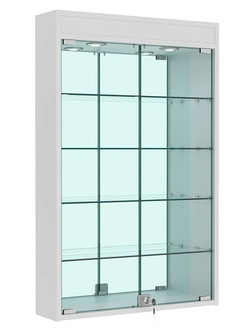 Витрина настенная №2-4А зеркальная с четырьмя полками и подсветкой, Серый