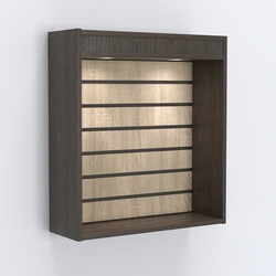 Витрина настенная №201-2В открытая с эконом панелью и подсветкой, Дуб Венге