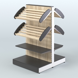 Островной низкий стеллаж для хлеба и выпечки Феникс №2, Черный + Дуб Сонома