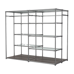 Хромированное вешало ПЛАТФОРМА №2-1 с полками стекло 6мм, Дуб Венге