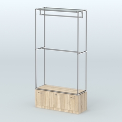 Торговая система ХРОМ без ДСП 1200 мм №1-1 с тумбой Т-11 и поручнями, Дуб Сонома