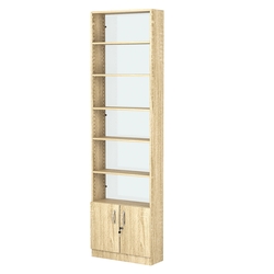 Стеллаж из ДСП с 5-ю полками 200x600 мм серии LEVEL-5 №3-1 (З/C - СТЕКЛО), Дуб Сонома