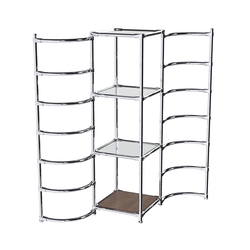 Хромированное вешало ДУГА №1-4 с зеркальными полками 4 мм, Орех