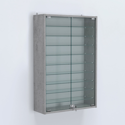 Витрина настенная №202-5А высокая с девятью полками, Бетон Чикаго светло-серый F186 ST9