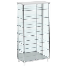 Витрина РОНДО с регулировочными полками №4-6-РЕГ на ножках (задняя стенка зеркало), Серый