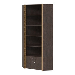 Внутренний угловой стеллаж с накопителем и декором №СБА-5-4ВД-400, Дуб Венге
