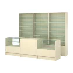 Комплект витрин с наклонными полками SL-6 №12 и прилавков ЭК-3, Крем Вайс