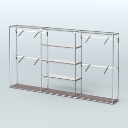 Торговая система ХРОМ без ДСП 3600 мм с зеркальными полками и поручнями №5, Ясень Анкор темный