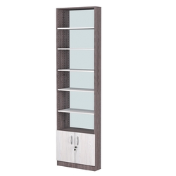 Стеллаж из ДСП с 5-ю полками 150x600 мм серии LEVEL-5 №2-2 (З/C - ЗЕРКАЛО), Ясень Анкор темный + Ясень Анкор светлый