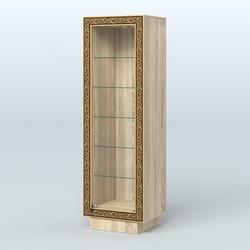 Низкая прямоугольная витрина с декором НБА-501, Дуб сонома