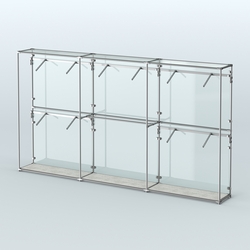 Торговая система ХРОМ (задняя стенка - стекло) 3600 мм с поручнями №9, Метрополитан Грей