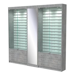 Комплект витрин под очки №10+1+10 (закрытый доступ), Бетон Чикаго светло-серый F186 ST9