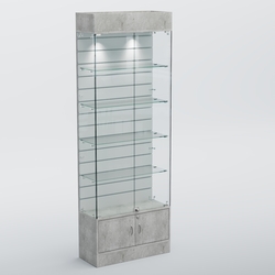 Витрина СЕТЬ №5-П с экономпанелью и полками, Метрополитан Грей