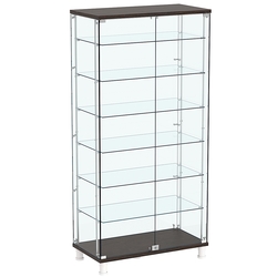 Витрина РОНДО с регулировочными полками №4-5-РЕГ на ножках (задняя стенка стекло), Дуб Венге