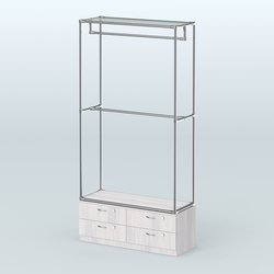 Торговая система ХРОМ без ДСП 1200 мм №1-2 с тумбой Т-14 и поручнями, Ясень Анкор светлый