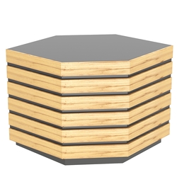 Торговый прилавок шестигранный с фасадными панелями №14Э, Темно-серый и Дуб Золотистый