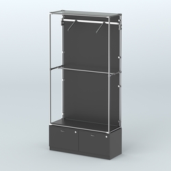 Торговая система ХРОМ (задняя стенка - ДСП) 1200 мм №4-3 с тумбой Т-15 и поручнями, Черный