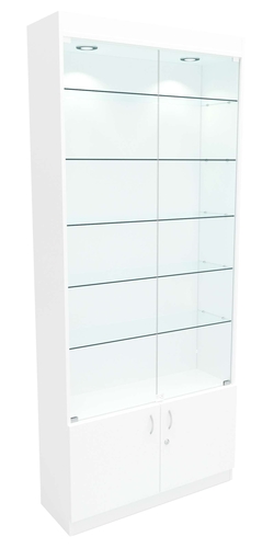 Стеклянная витрина серии Эконом № 300-1-5 (задняя стенка ДВП), Белый