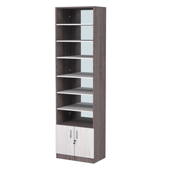 Стеллаж из ДСП с 6-ю полками 350x600 мм серии LEVEL-6 №6-2 (З/C - ЗЕРКАЛО), Ясень Анкор темный + Ясень Анкор светлый