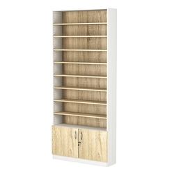 Стеллаж из ДСП с 8-ю полками 250x900 мм серии LEVEL-8 №11 (З/C - ДВП), Белый + Дуб Сонома