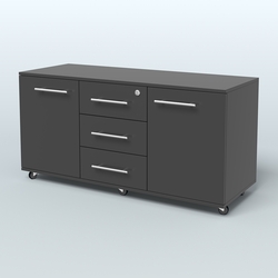 Тумба сервисная Индиго с 3 ящиками с замком и 2 фасадами, Черный