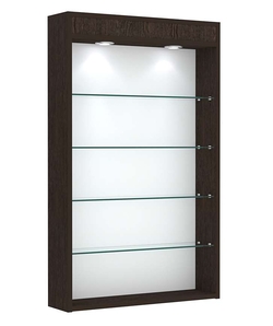 Витрина настенная №2-3Г высокая с верхними светильниками, Дуб Венге