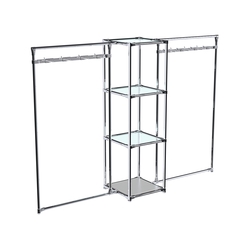 Хромированное вешало ЛУЧ №2-1 с полками стекло 6мм, Серый