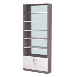 Стеллаж из ДСП с 5-ю полками 250x900 мм серии LEVEL-5 №11-2 (З/C - ЗЕРКАЛО), Ясень Анкор темный + Ясень Анкор светлый