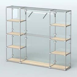 Торговая система ХРОМ (задняя стенка - стекло) 2430 мм с полками ДСП и поручнями №11, Дуб Сонома