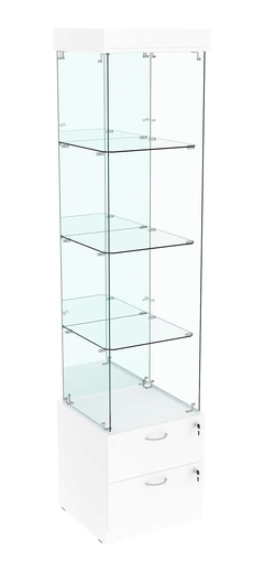 Витрина ХРУСТАЛЬ №104 стаканчик (З/C - зеркало), без дверей, Белый