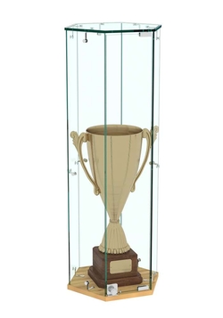 Витрина Истра настольная шестигранная №10  (без полок, прозрачная), Дуб Золотистый