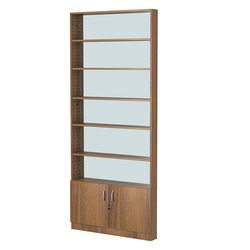 Стеллаж из ДСП с 5-ю полками 100x900 мм серии LEVEL-5 №8-2 (З/C - ЗЕРКАЛО), Орех